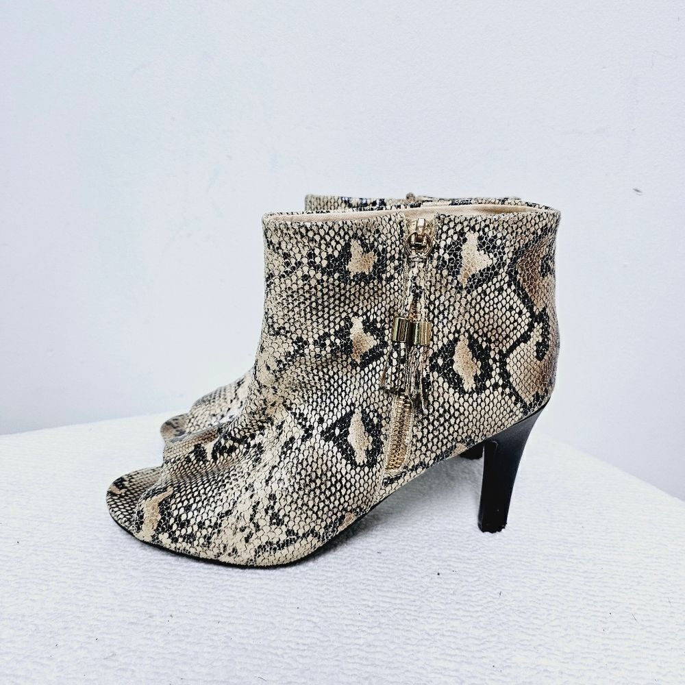 Torrid Snake Print Open Toe Heeled Booties 9.5 Wi… - image 5